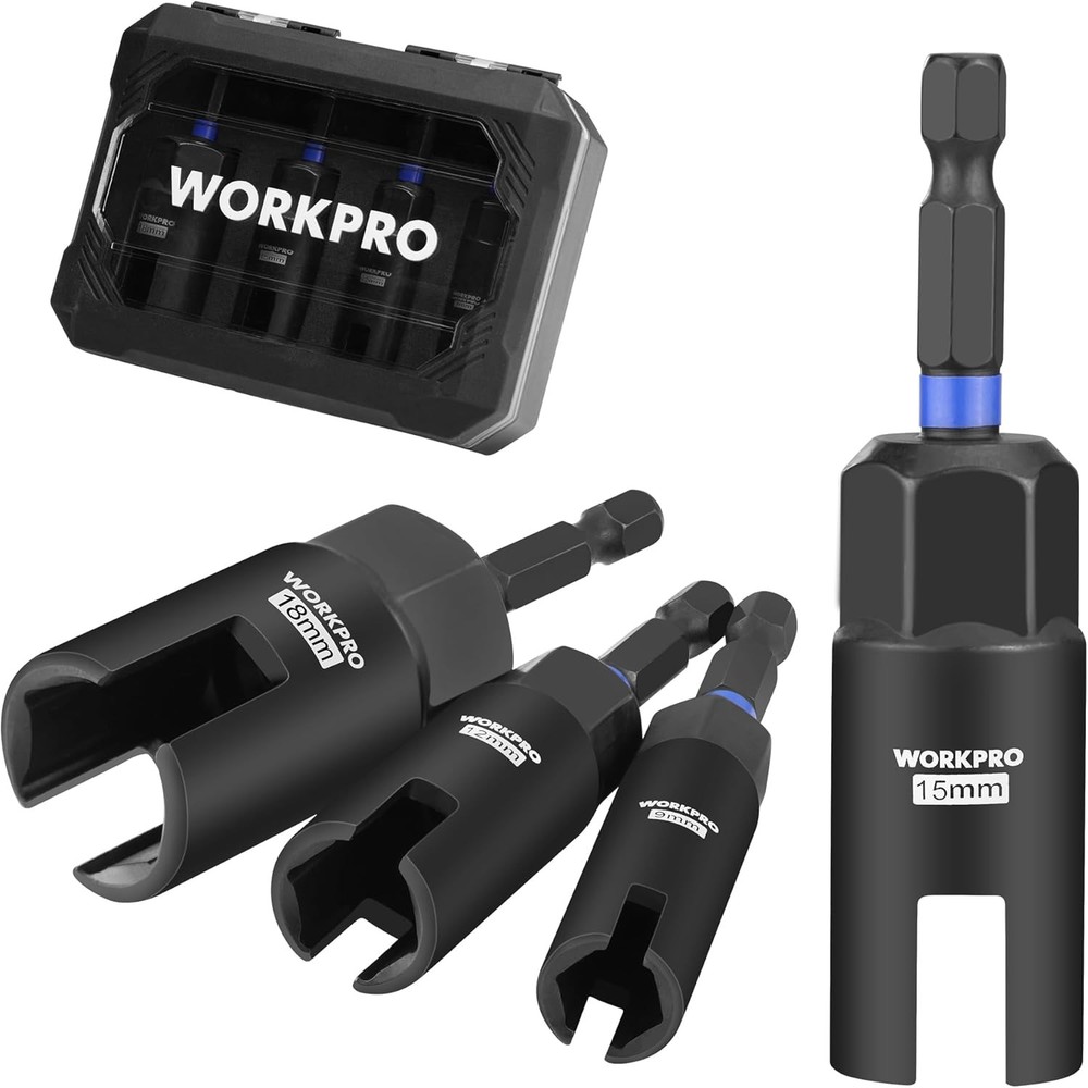 WORKPRO 4PCS Power Wing Nut Driver Bit 9-18mm 1/4" Hex Shank Nut Wing Nut Socket
