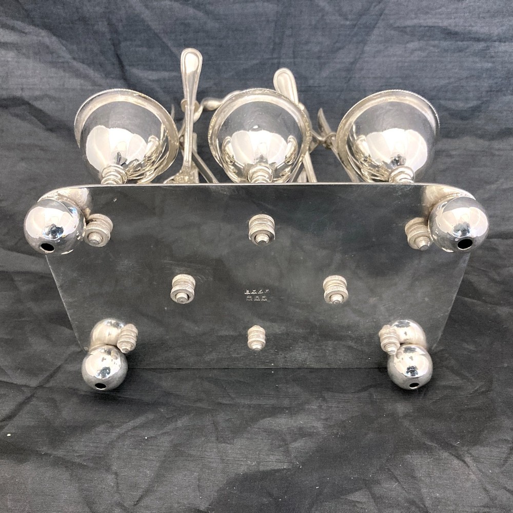 Antique art deco egg cruet serving set.