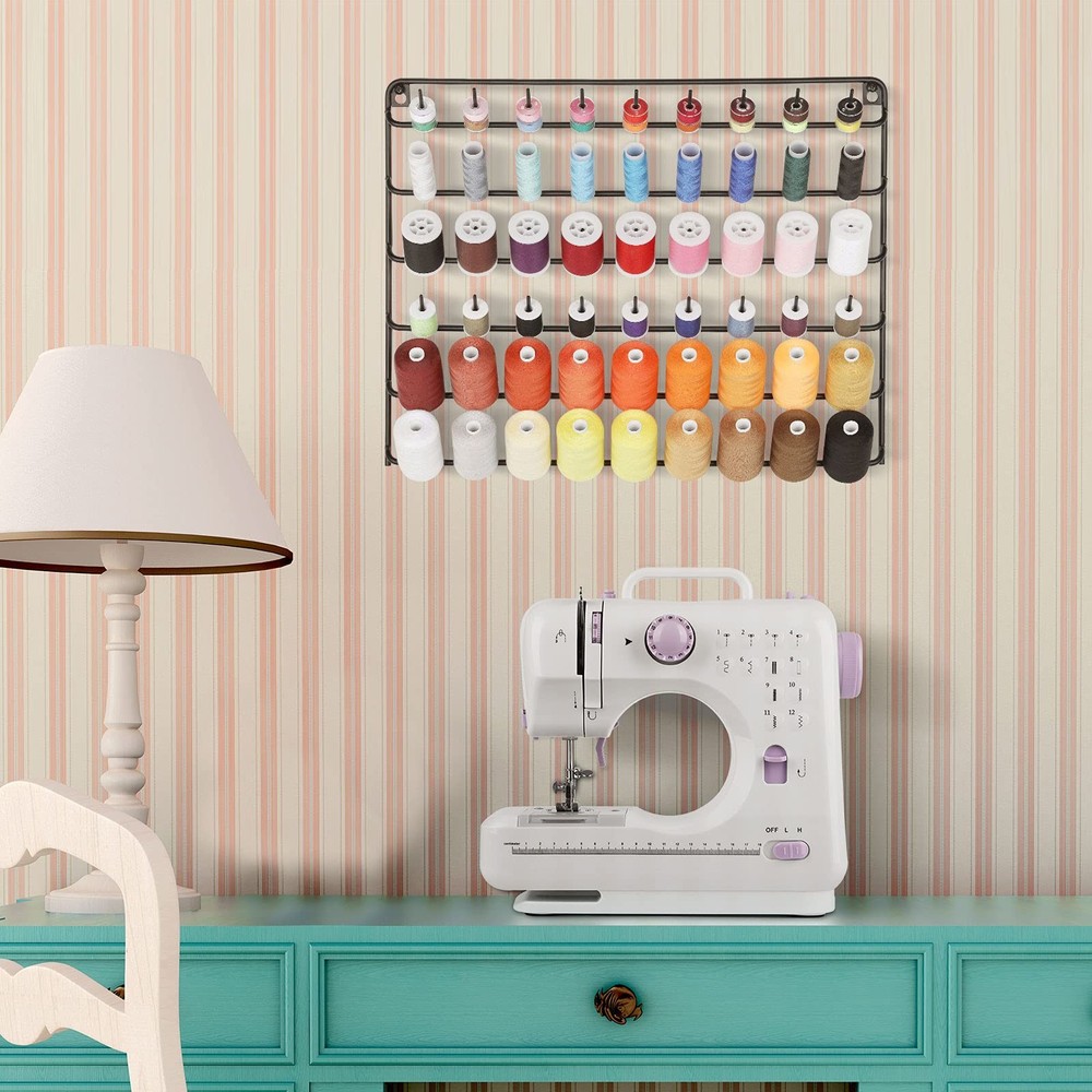 YBING Thread Holder Wall 54 Spools Thread Rack Embroidery Spool Thread Organi...