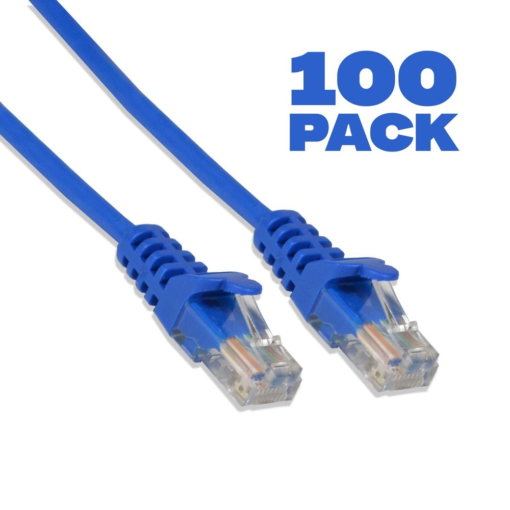 100 Pack - 2ft Cat5e Cable Ethernet LAN Network RJ45 Patch Cord Internet Blue