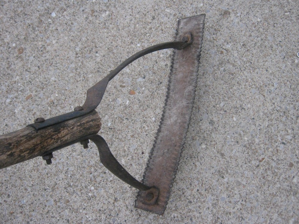 Vintage Weed Grass Trimmer Sling Blade Wood Handle Rustic Yard Sickle Wacker