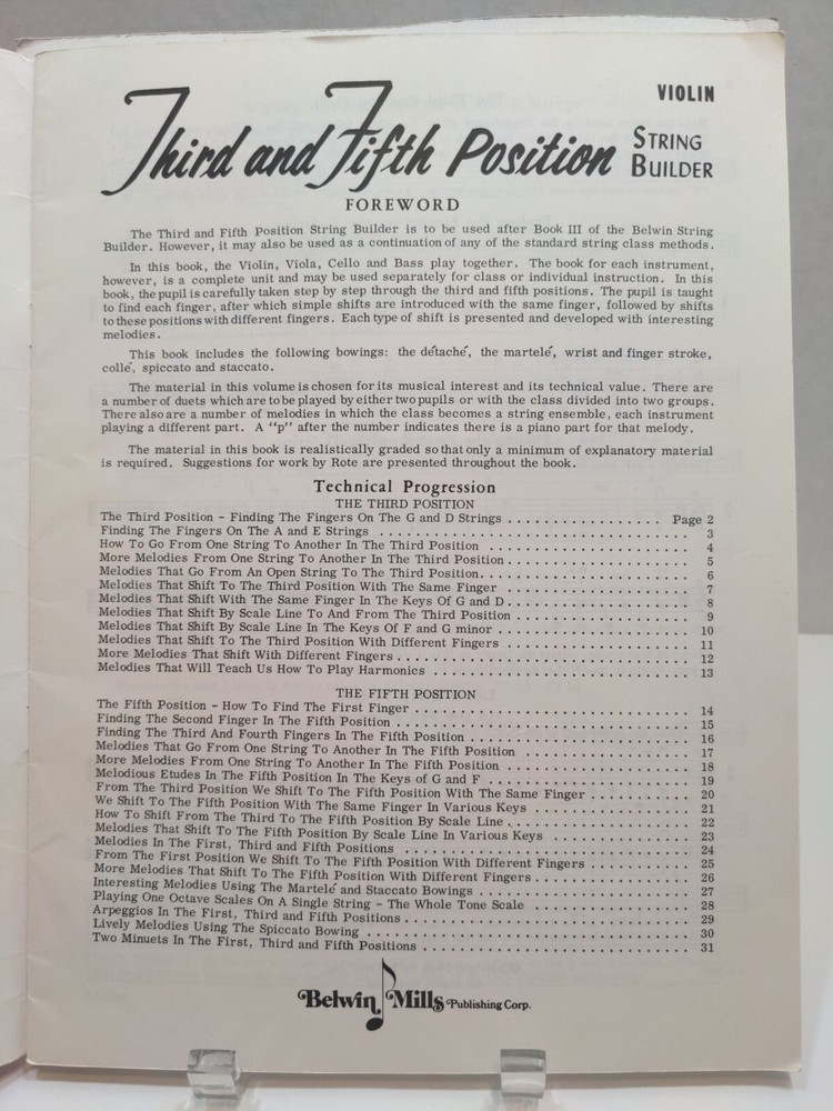 3rd & 5th Belwin Course For Strings Sheet Music Song Book Self Teach Practic M33