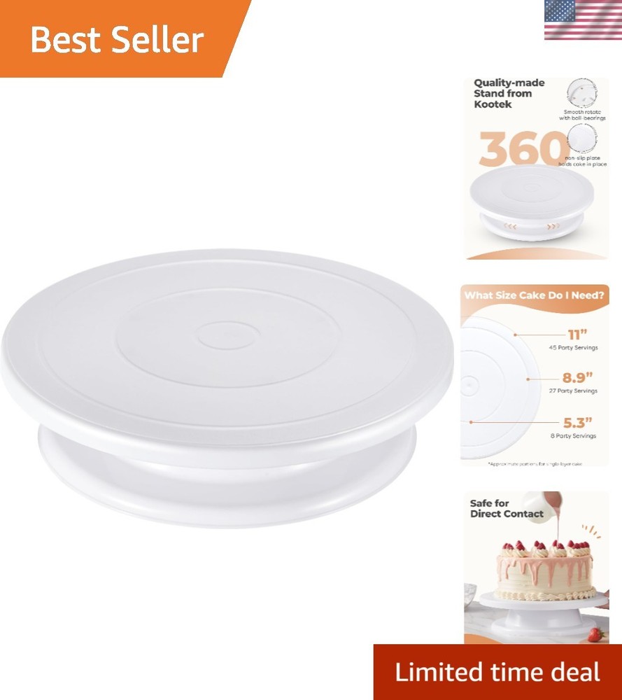 Elevate Your Baking: 11-Inch White Rotating Cake Turntable for Easy Decorating
