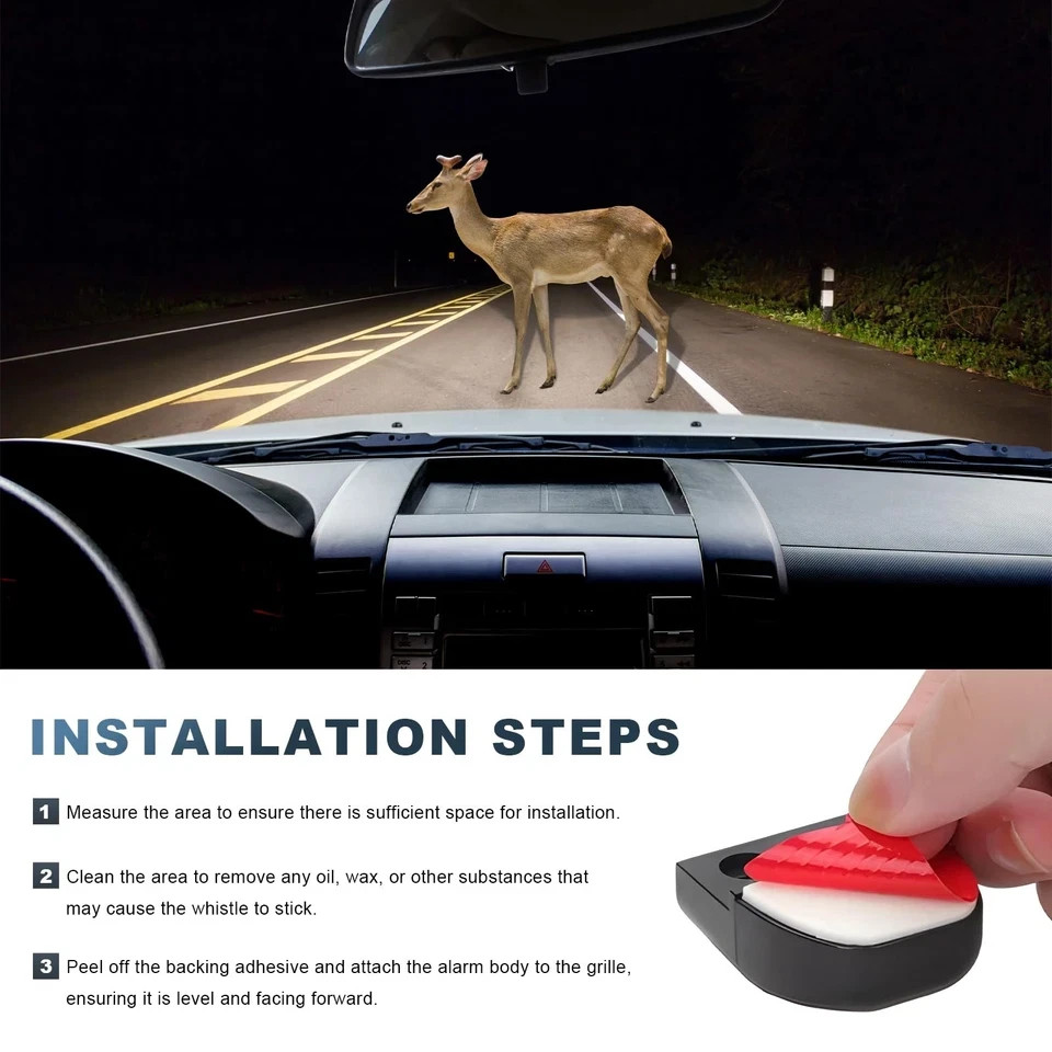 2 Pcs Dual Construction Deer Warning Whistle Devices with Adhesive Tapes