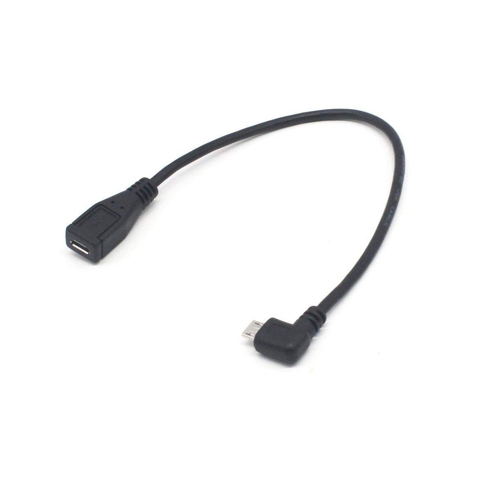 Micro USB Left Angle,Micro Extension Cable, 90 Degree 10 inches, Black