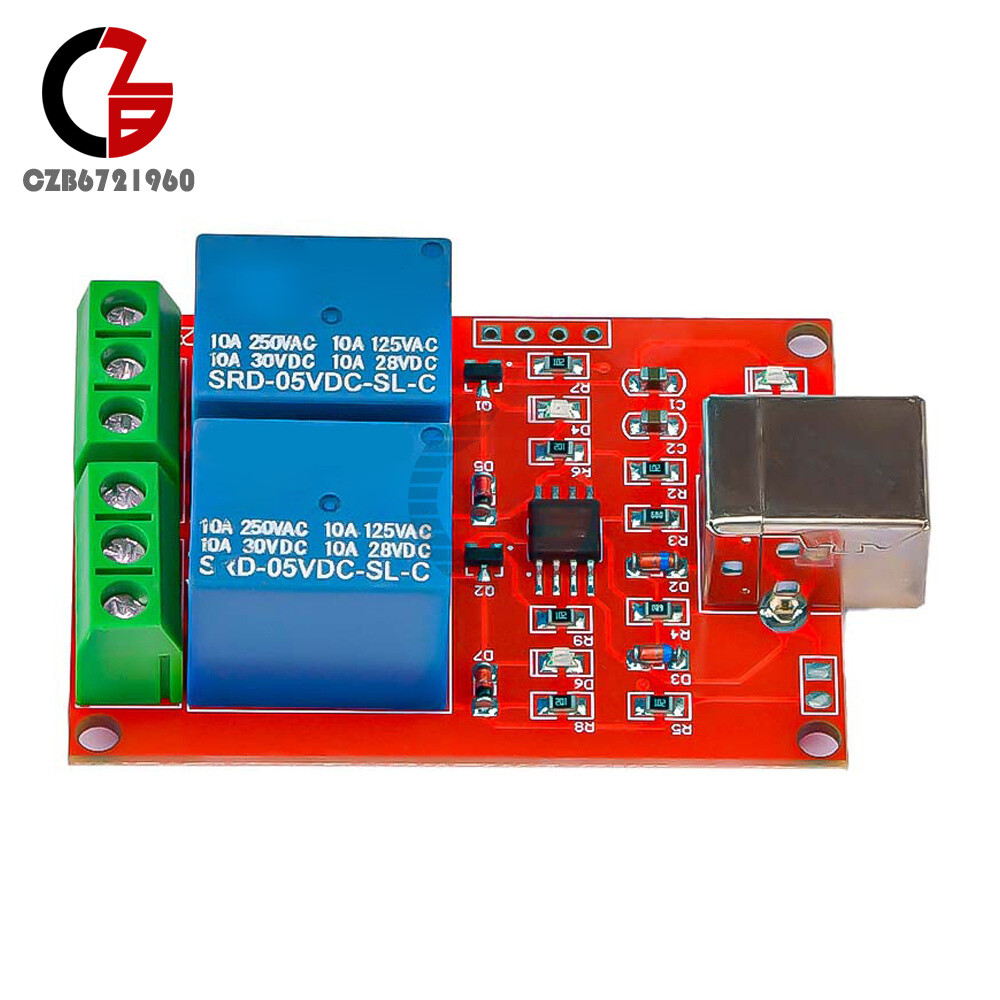 2 Channel USB Relay Module DC 5V Programmable Computer Control For Smart Home