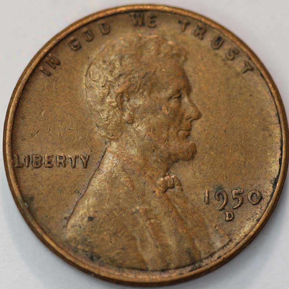 1950 -D Lincoln Wheat Cent Penny - Extra Fine, XF