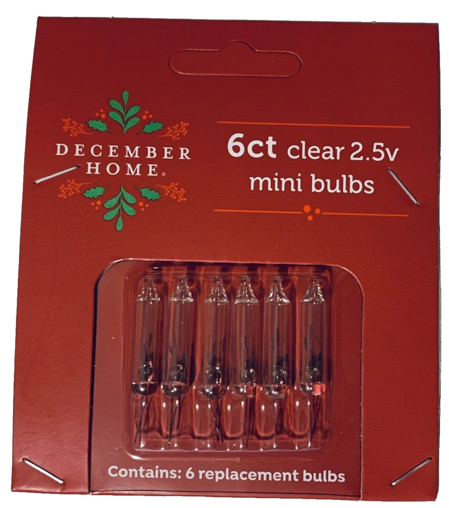 2.5 volt Christmas Light Bulbs Clear Mini for 50 100 Light String 6 pack T5