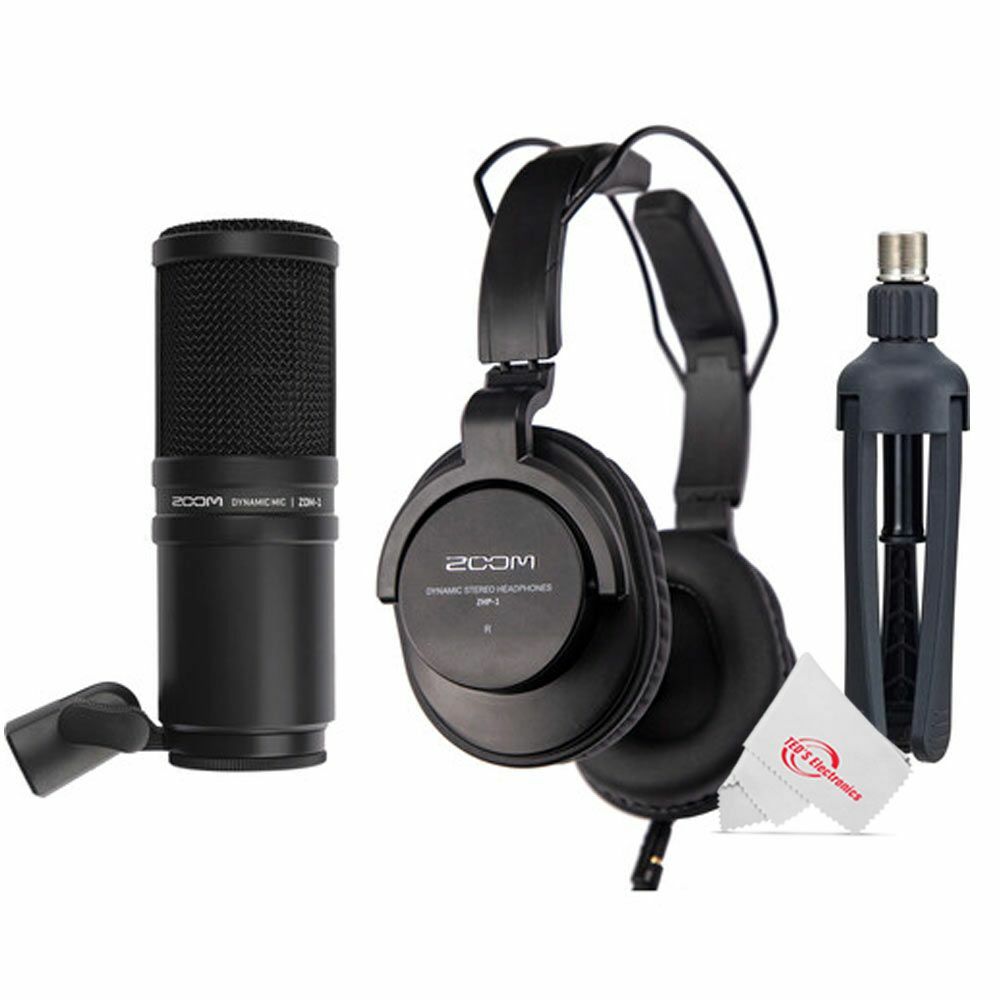 Zoom PodTrak P4 Portable Podcast Recorder + Mic Pack Accessory Bundle