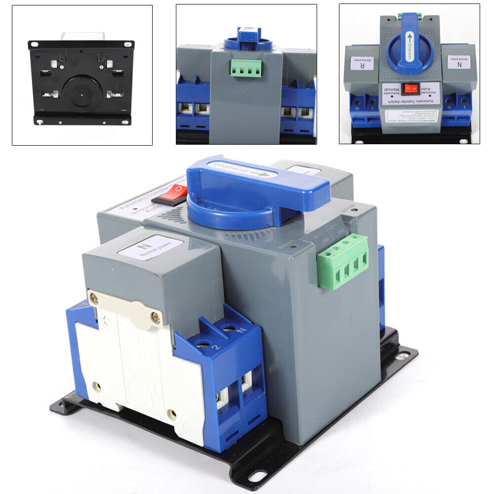 63A ATS Dual Power Automatic Transfer Switch for Generator Changeover Switch 2P