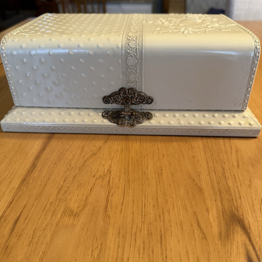 Fancy Vanity Victorian Celluloid Embossed Box with Comb Brush *READ*