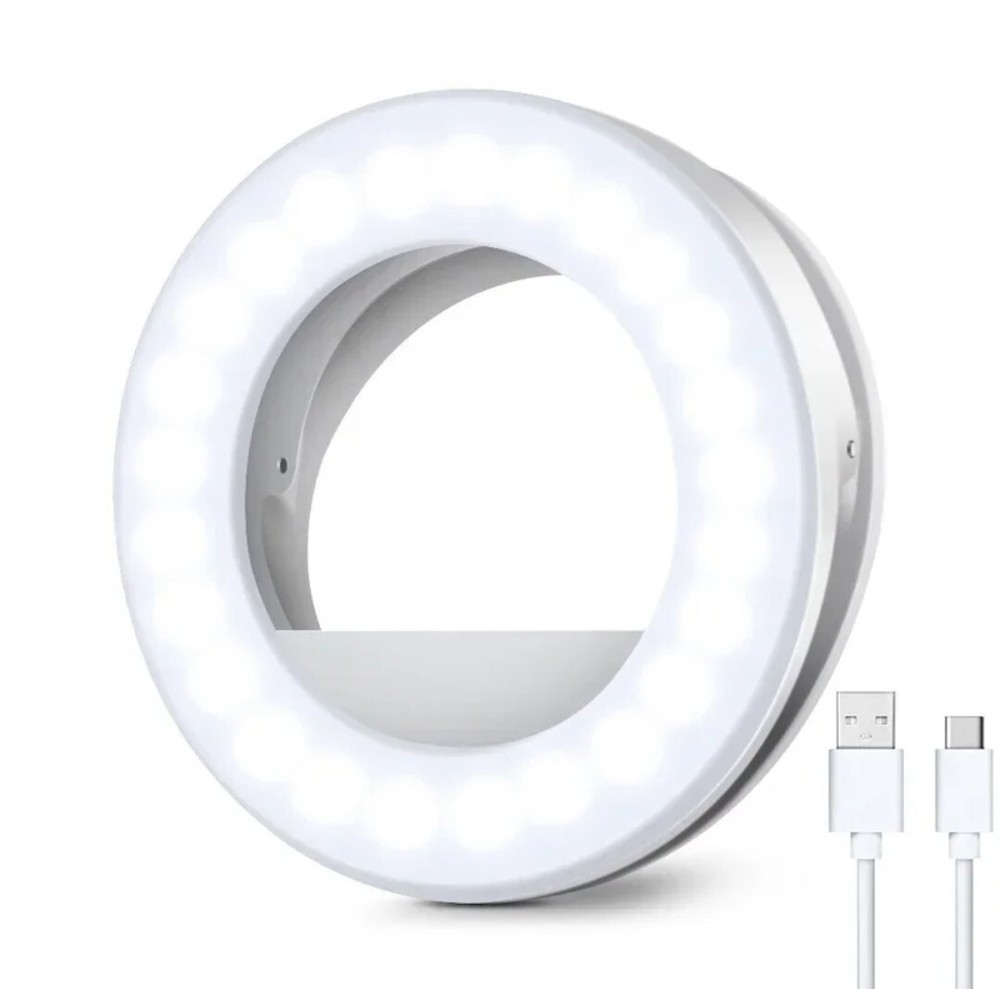 3 Modes Selfie LED Ring Fill Light Camera Rechargeable for iPhone Android Phone