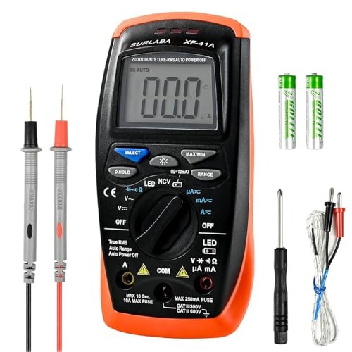 Multimeter Voltage Tester, 2000 Counts Digital Multimeter Measure with DC 41A-O