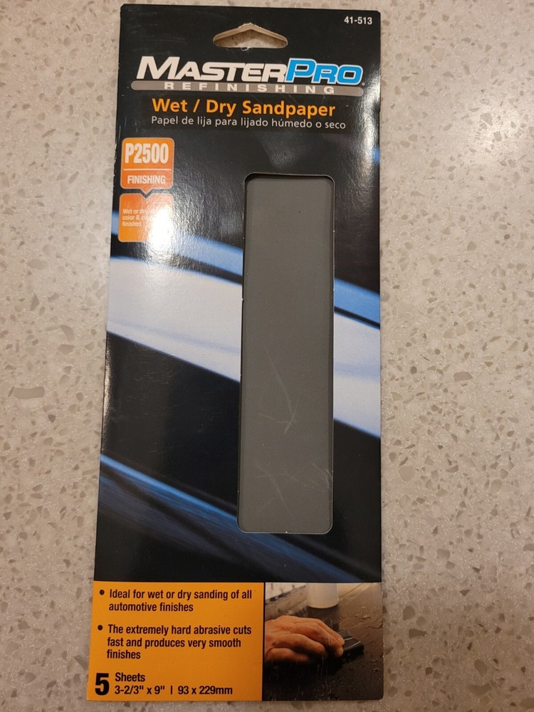 MASTERPRO WET/DRY SANDPAPER P2500 GRIT 5 SHEETS