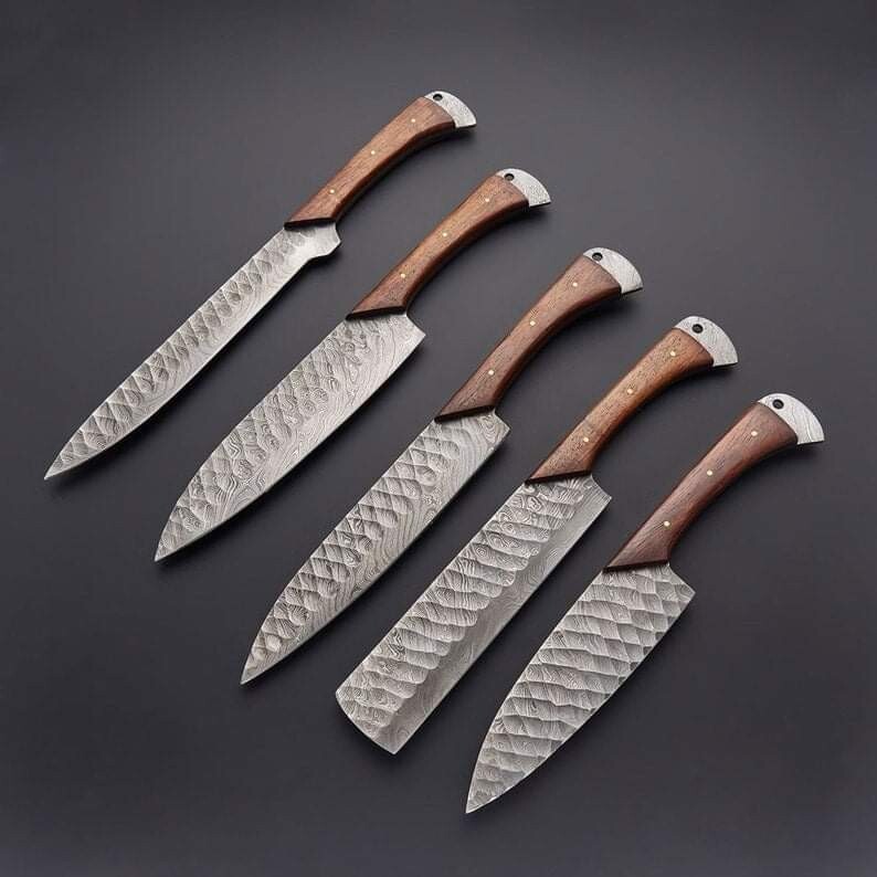 CUSTOM HANDMADE CHEF KNIFE KITCHEN SET -Gift knives Set with leather bag