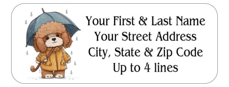 150 Poodle Umbrella Rain Mailing Return Address Labels Personalized