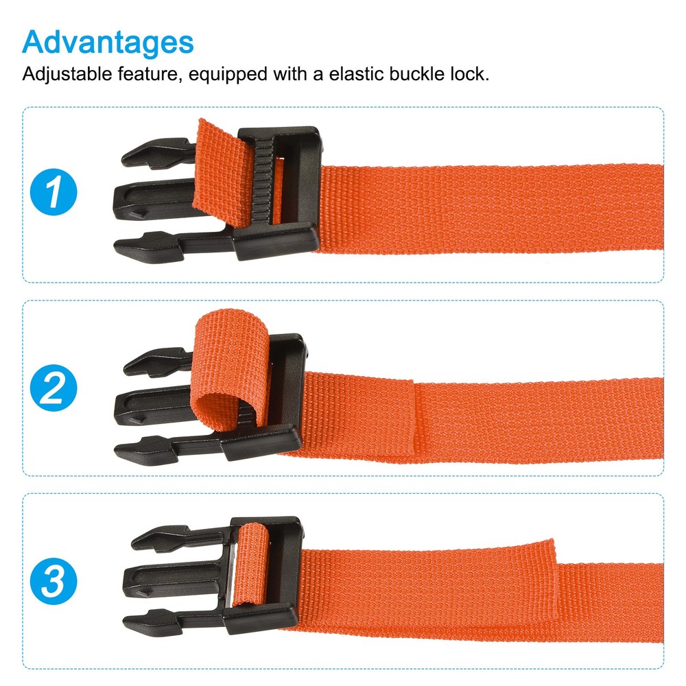 2pcs Utility Strap with Buckle 1"x20" Polyester Quick Release Belt Orange