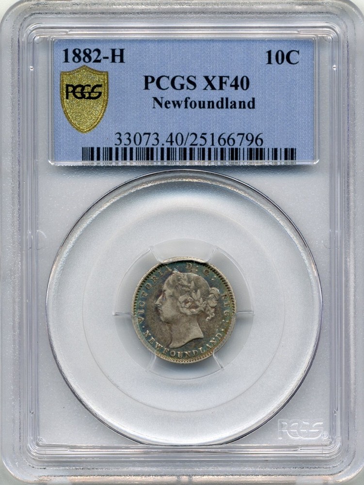 1882-H Newfoundland 10 Cent - Extremely Fine, PCGS EF 40
