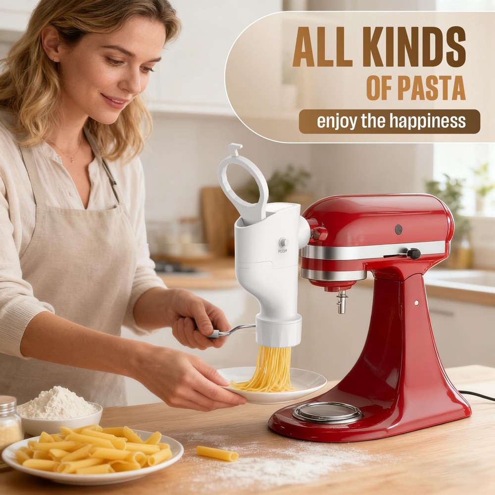 Gourmet Pasta Press Attachment for KitchenAid Stand Mixers – 7 Interchangeabl...