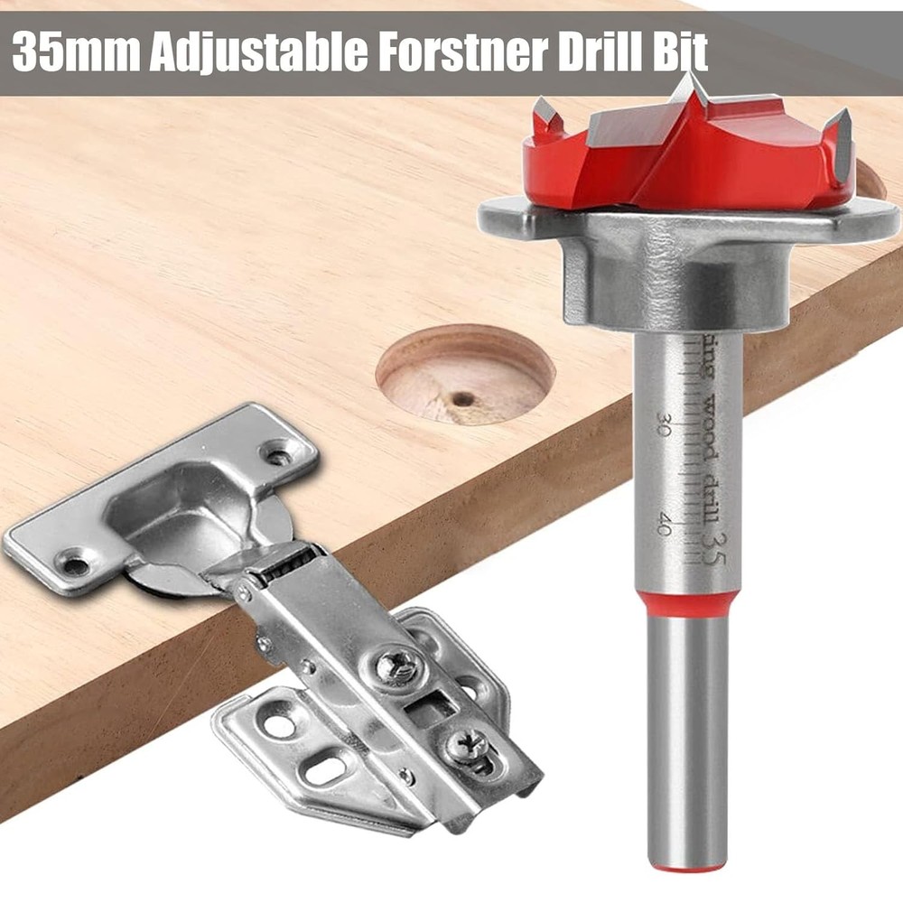 35Mm Concealed Hinge Jig Kit - Adjustable Depth Carbide Forstner Drill Bit Hinge