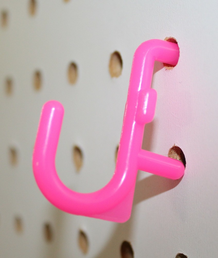 Plastic Pink J Hook Peg Board Hook Kit Tool Storage Craft Hooks Pick A Pack