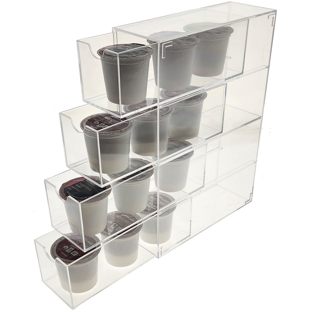 Stackable Acrylic K-Cup Coffee Pod Drawer Display Case - Vertical or Horizontal