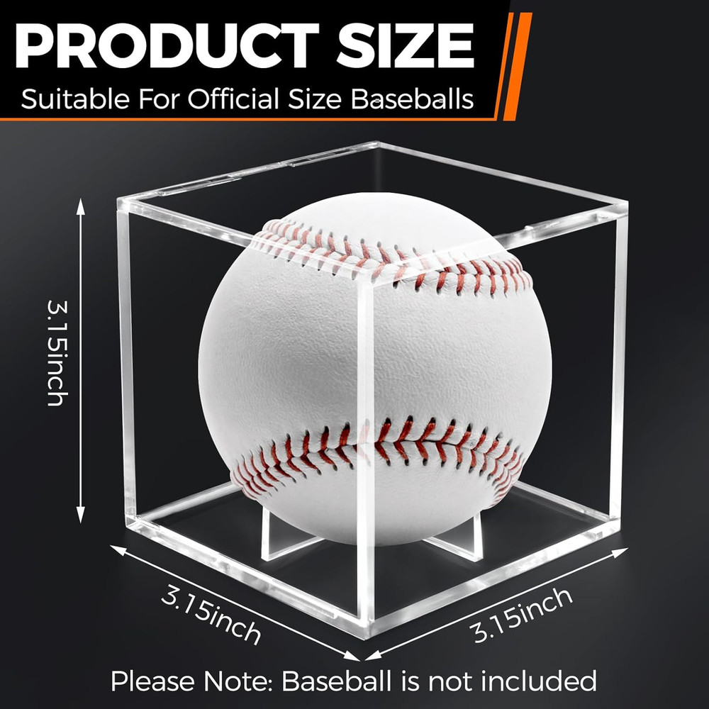 2 Pack Baseball Display Case, UV Protected Acrylic Baseball Holder Display Case,