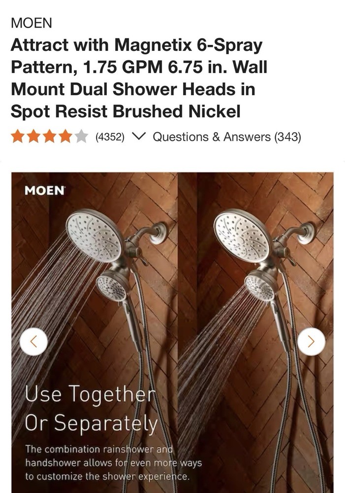 Moen Attract 6 Spray Shower Head