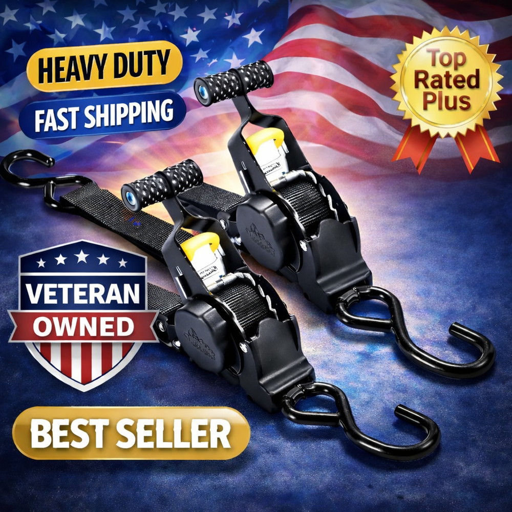 Retractable Ratchet Straps- (4 Pack) 1" x 10' 1200lb