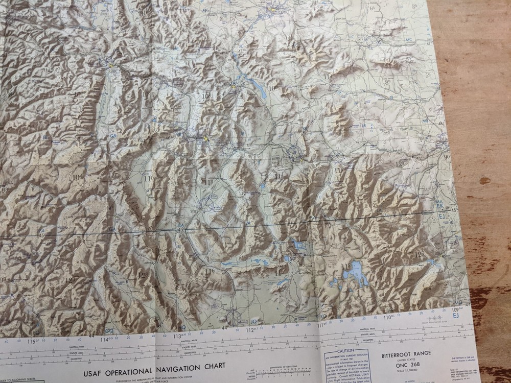 VTG USAF Aviation Sectional Topographical Navigation Chart Map Bitterroot Range