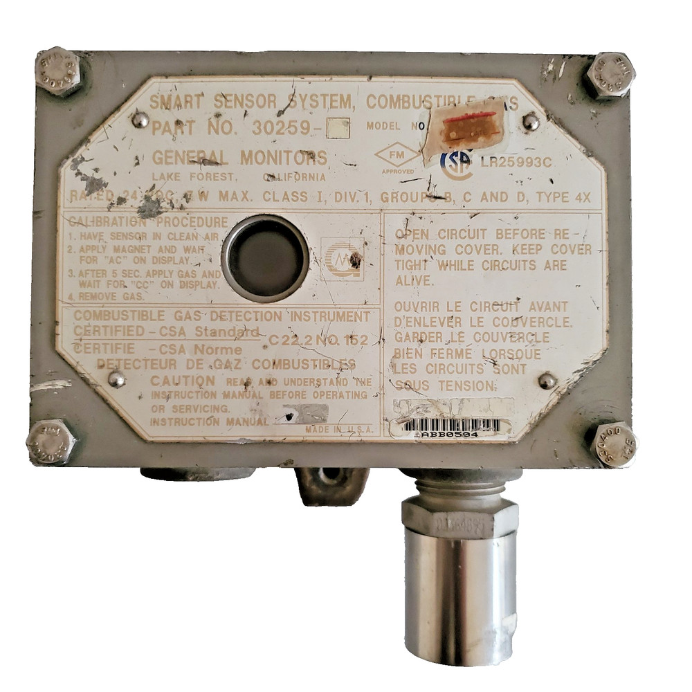 GENERAL MONITORS 30259 COMBUSTIBLE GAS Smart Sensor CSA FM Class