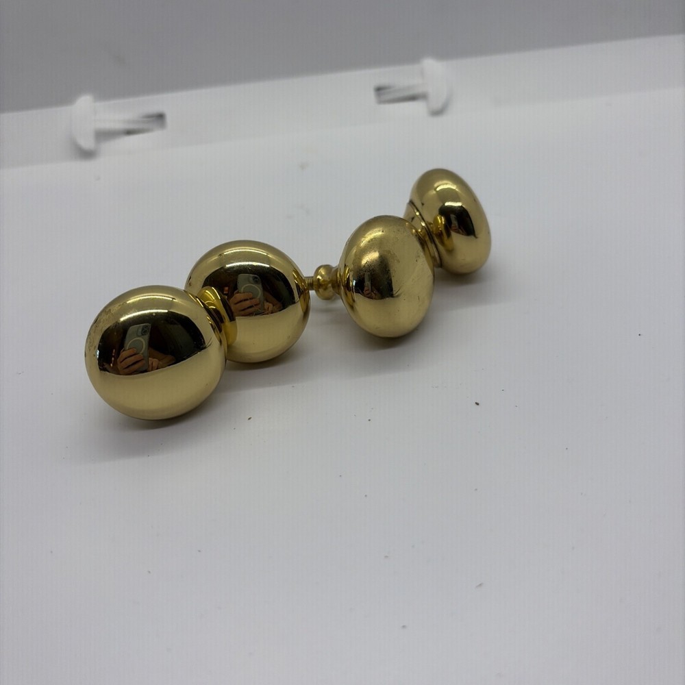 4 Brass Round Drawer Pulls 1.25” VTG (11)