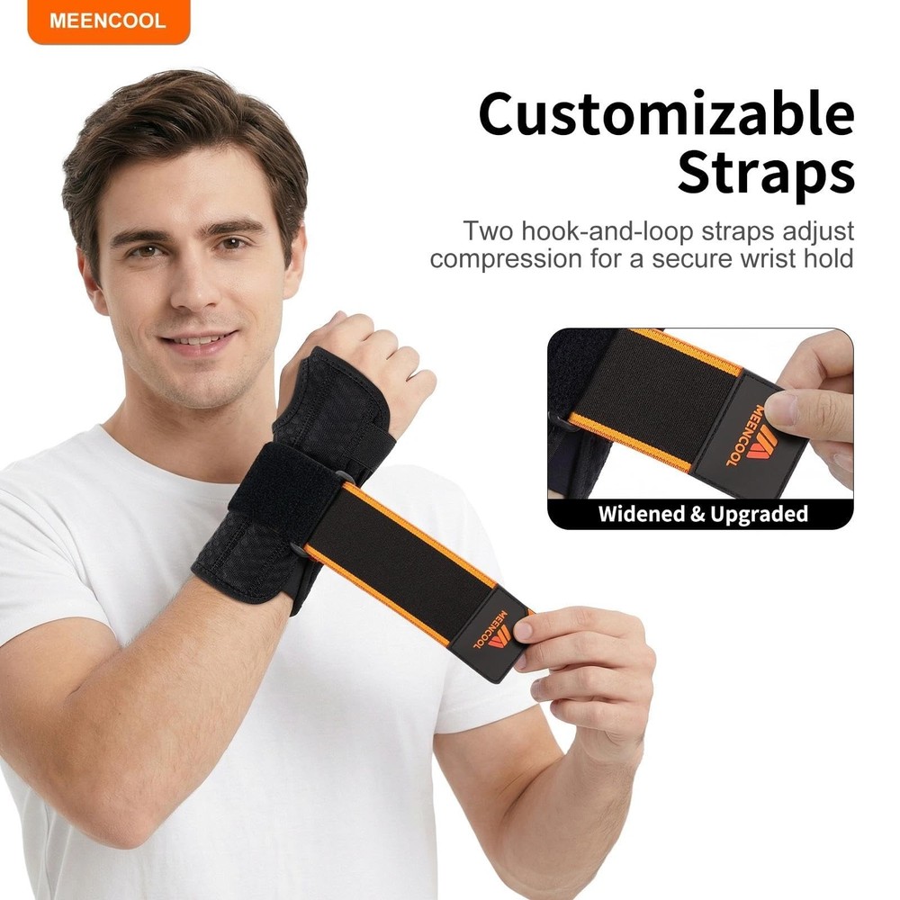 MEENCOOL Carpal Tunnel Wrist Brace Night Support, Medium, right black