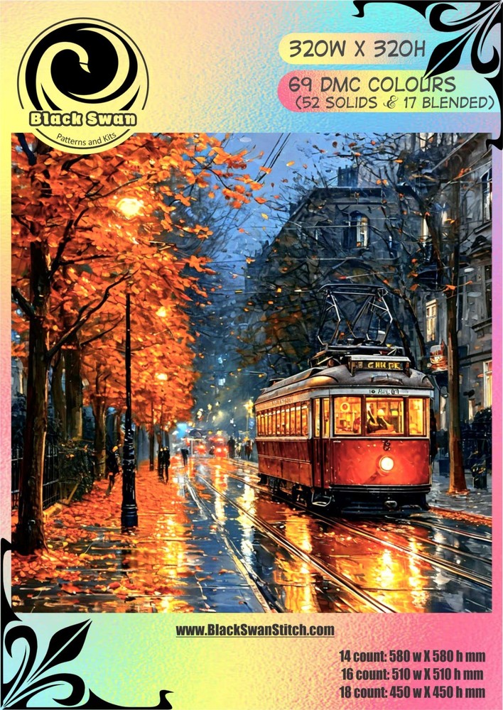 Autumn Tram -2 Chart Counted Cross Stitch Pattern Needlework 765