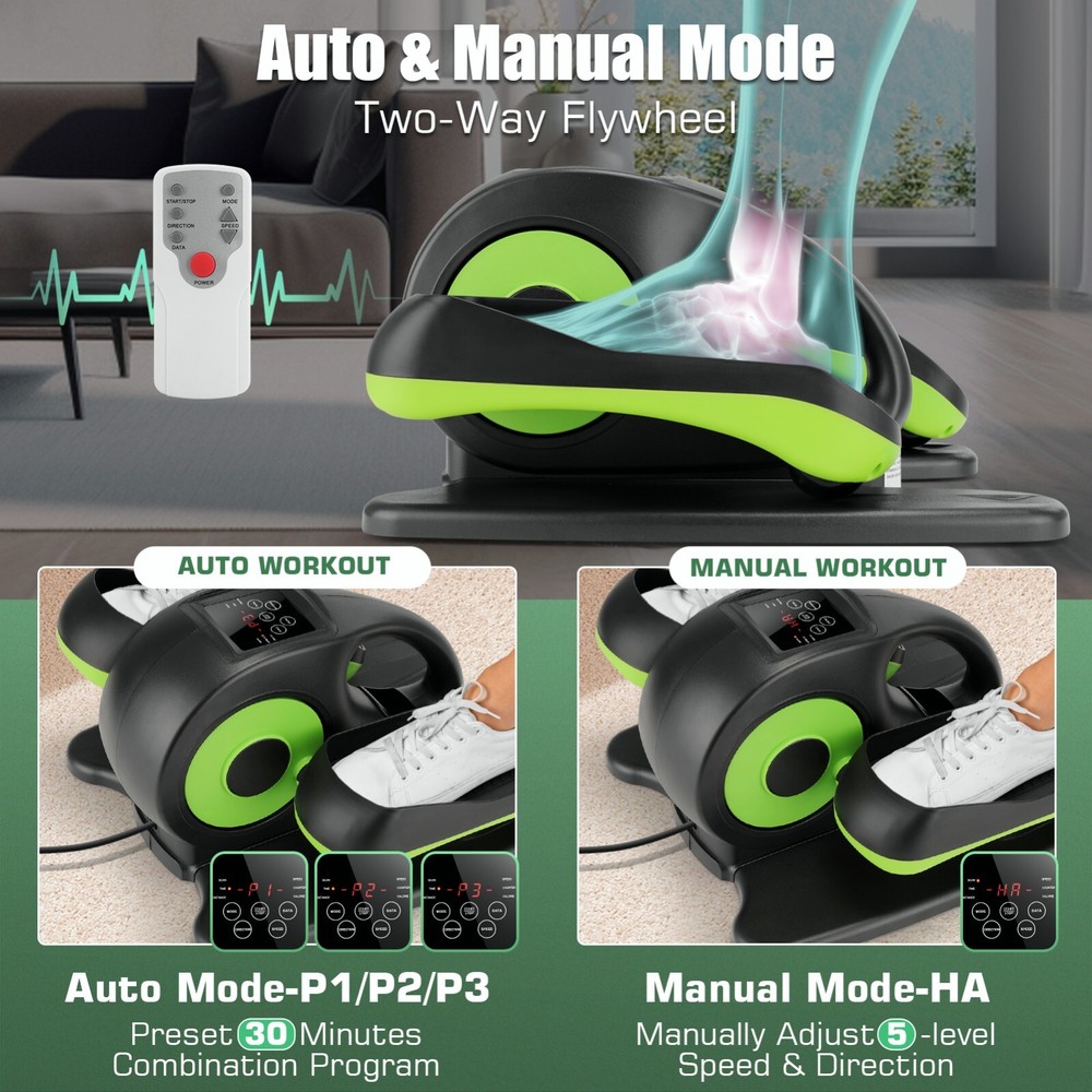 Under Desk Elliptical Machine Mini Elliptical Trainer w/Remote Control & LCD NEW