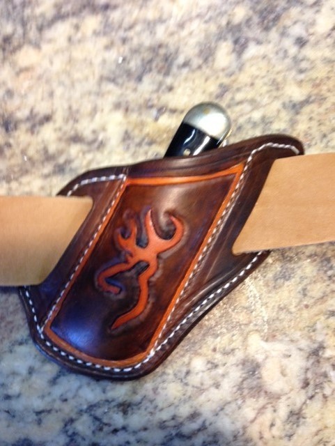 TOOLED QUICK DRAW PANCAKE SHEATH FOR TRAPPER STYLE KNIVES