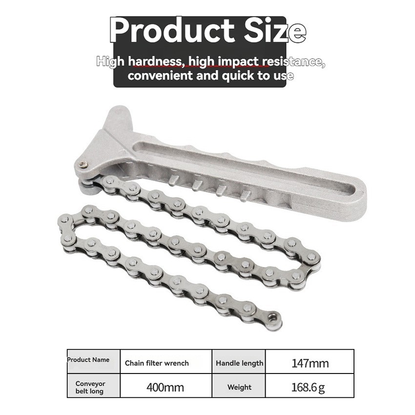 Adjustable Car Engine Oil Filter Chain Grip Wrench Spanner Remover Tools