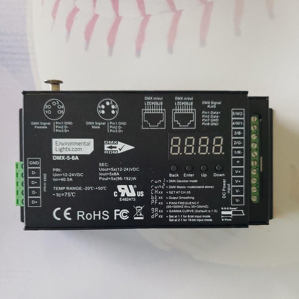StudioPro 5 Channel DMX Digital Decoder - 8A per Channel
