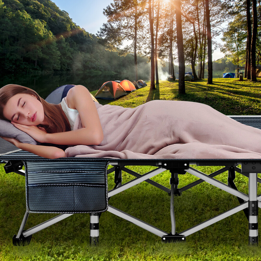 NAIZEA Camping Cot with Comfortable Thick Pad Cots for Sleeping with Carry Bag