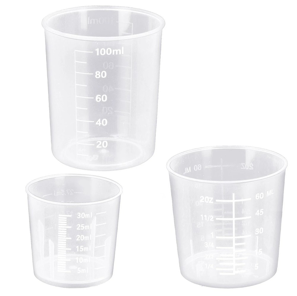 DTDNZKN 3 Pack Measuring Cup Set, Includes 1 Oz (30 Ml), 2 Samll, Clear