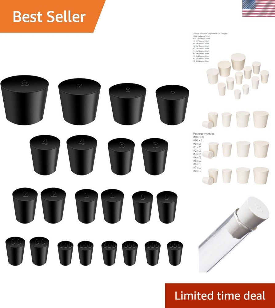 Comprehensive 22-Pc Assorted Rubber Stoppers - Reliable Sealing for Labs & Homes