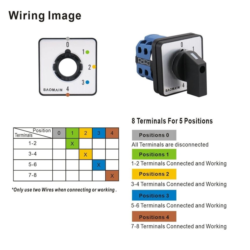 Panel Mount 5 Position Changeover Switch AC 660V 20A - Reliable Performance
