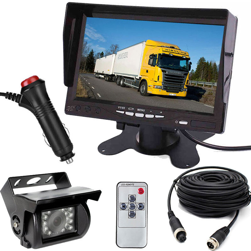 4Pin 7" HD Monitor Heavy Duty Rear View Backup Camera Kit for RVs Trailer Truck