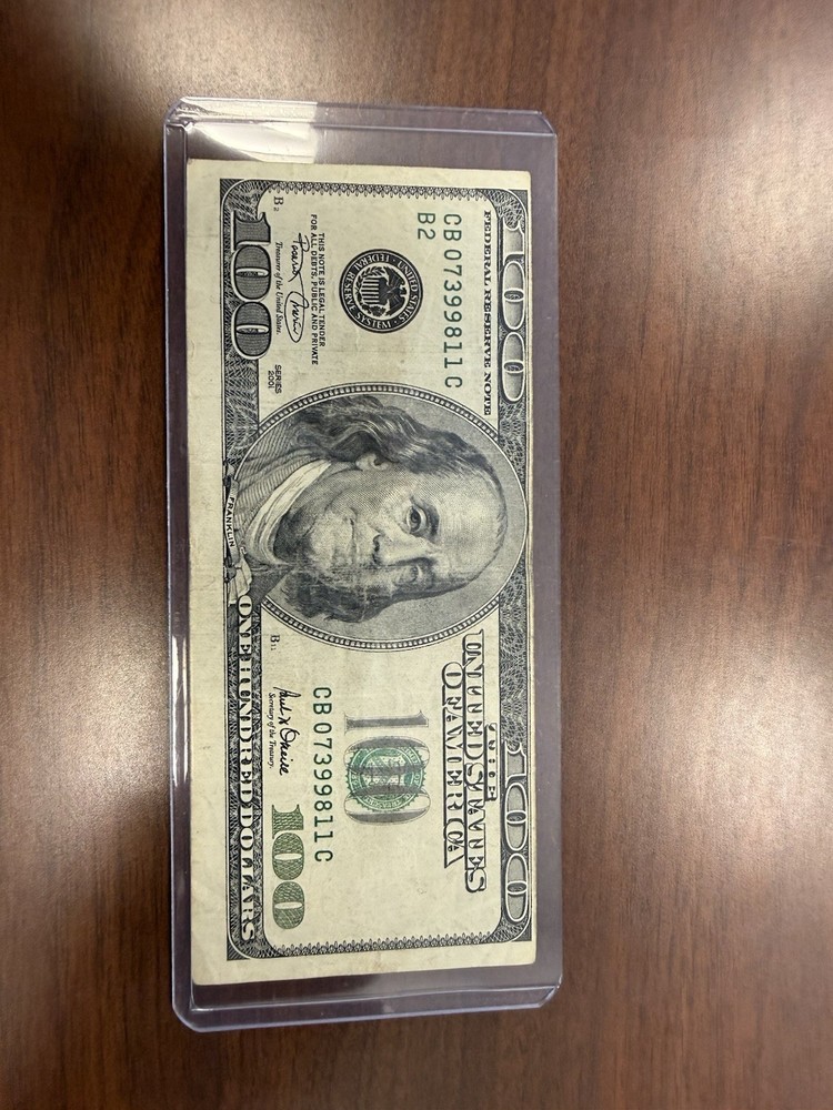 Error Cut 2001 $100 Note. Hard To Find Errors