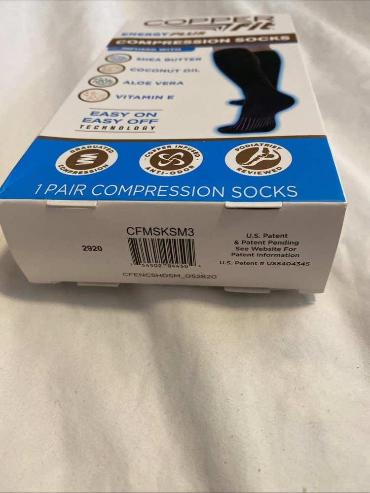 COPPERFIT ENERGY PLUS COMPRESSION SOCKS, S/M,NIB