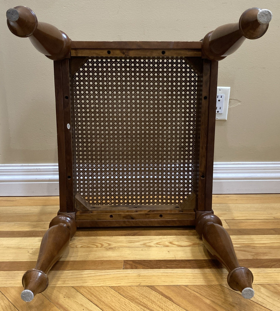 Vtg Walnut Caned Vanity Bench