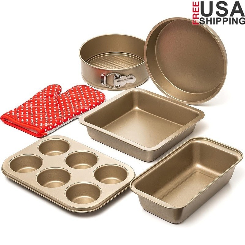 5 Piece Nonstick Baking Set Oven Safe Pans Muffin Tray Stackable Bakeware New