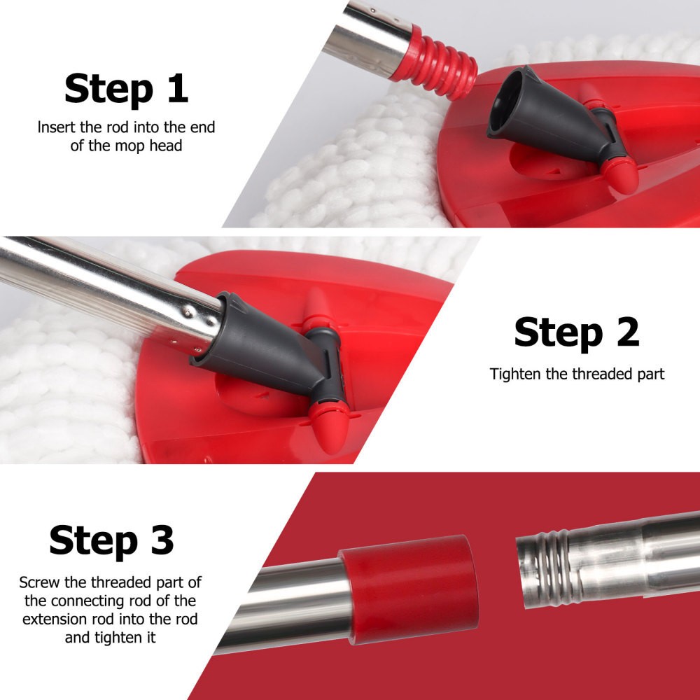 Spinning Mop Pole Handle Replacement 360° Rotating without Microfiber Mop Heads