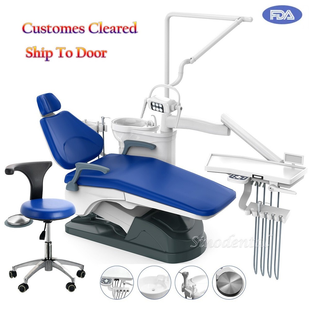 FDA Dental Unit Chair Computer Controlled DC Motor PU Leather With Stool Kit