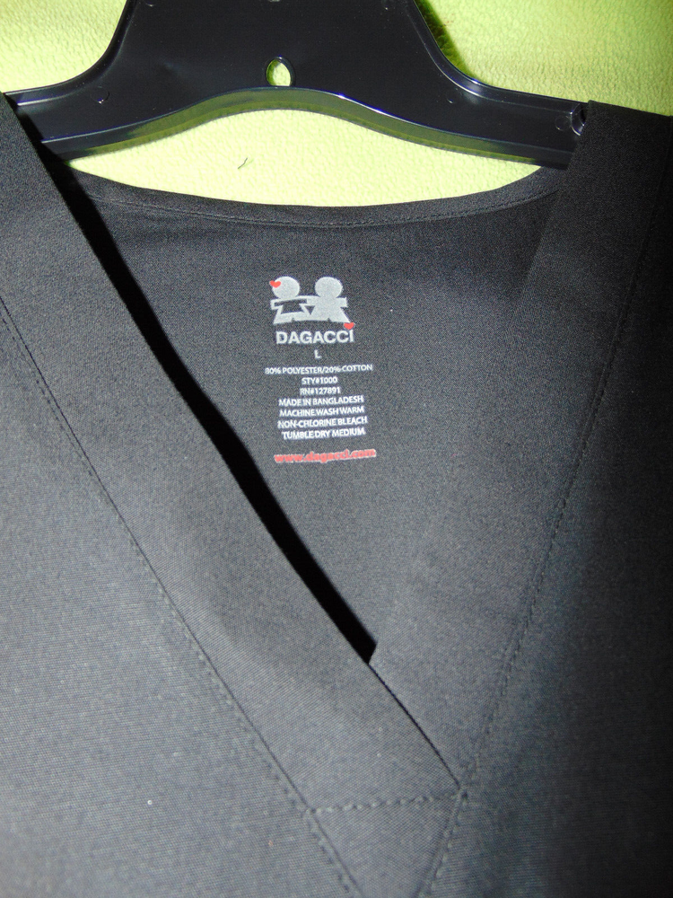 Dagacci Black Scrub Top Large New T-1000